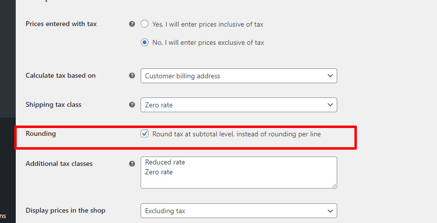 Enable Tax rounding at Subtotal Level, instead of line item level